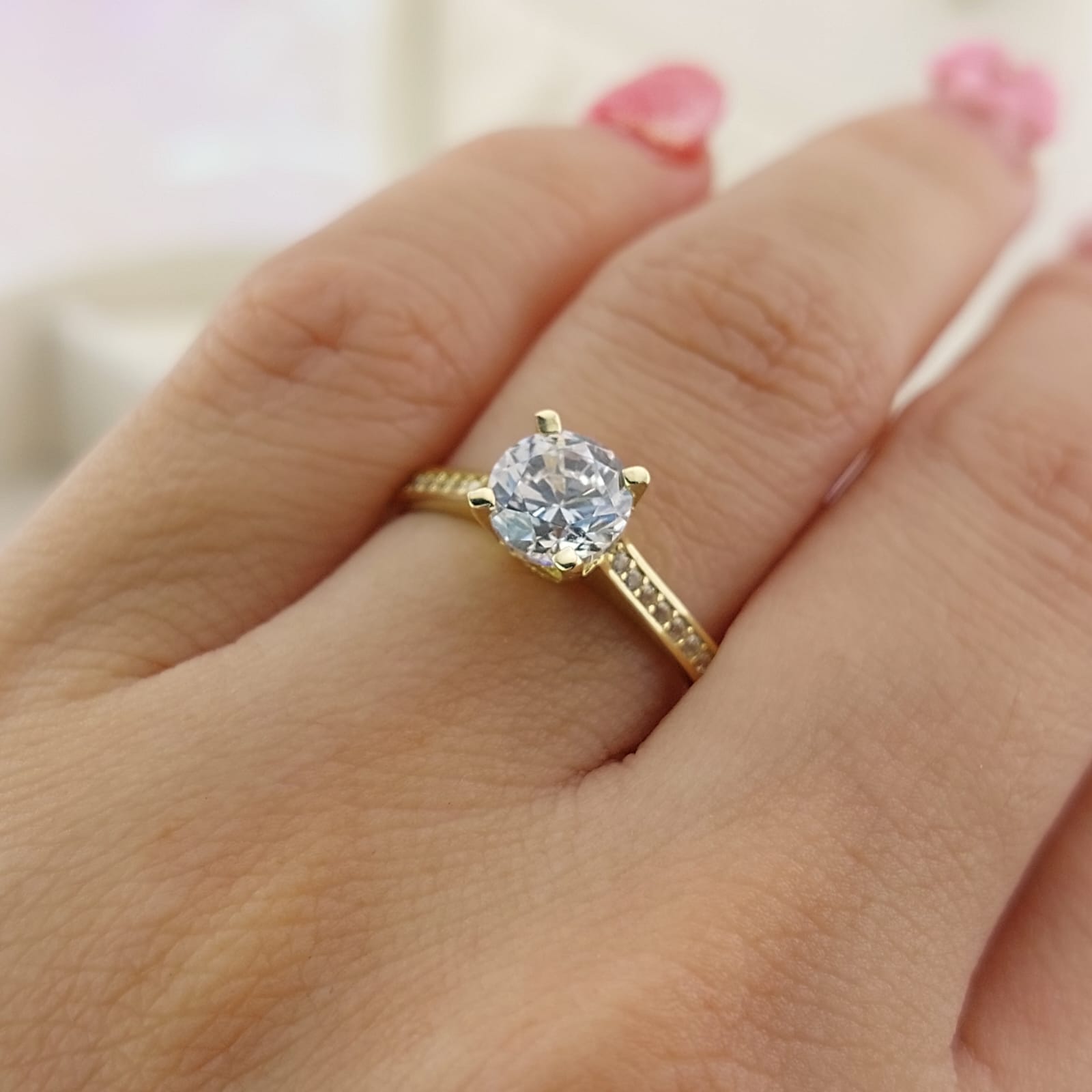 Anillo Compromiso Oro 10k CZ 6mm 27038