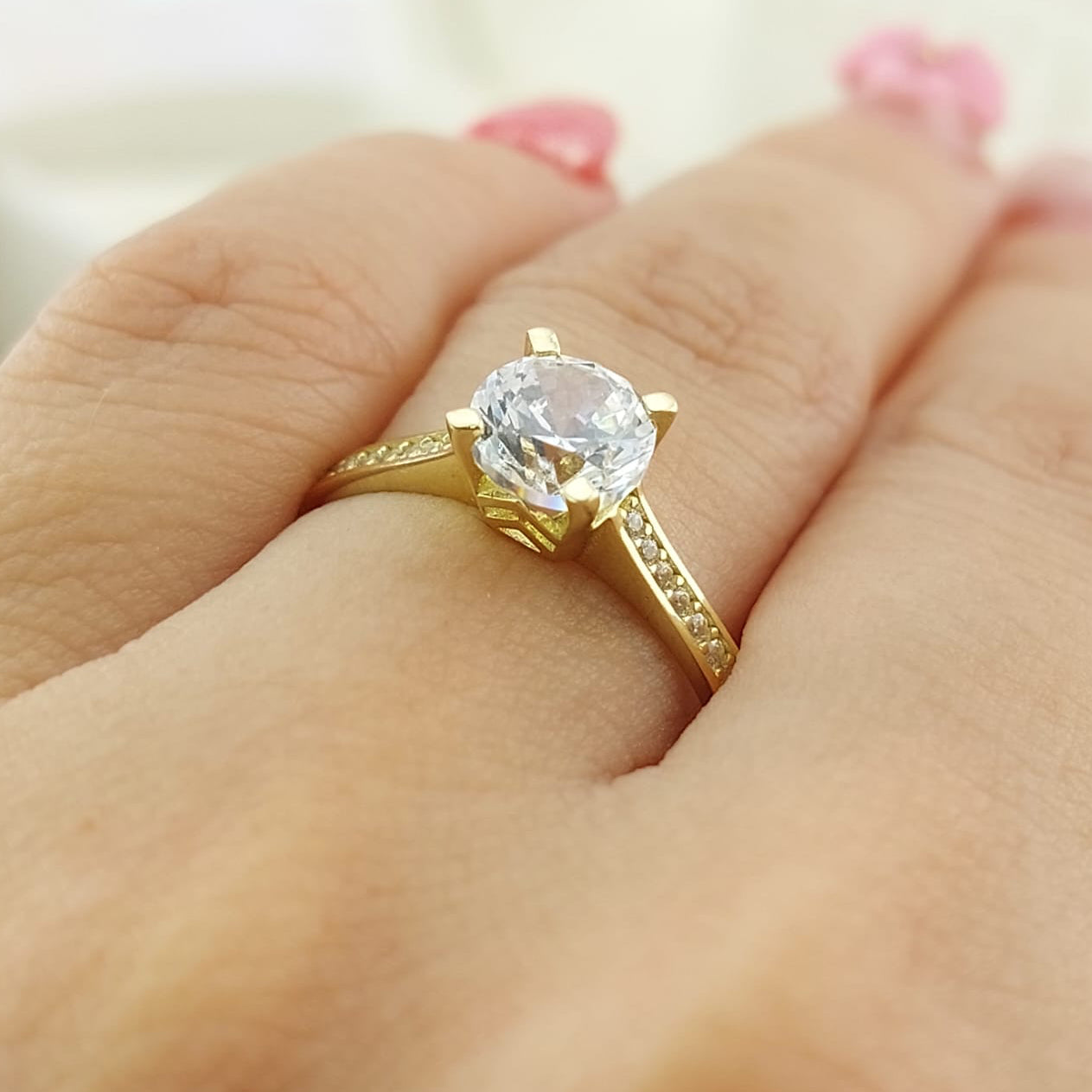 Anillo Compromiso Oro 10k CZ 6mm 27038