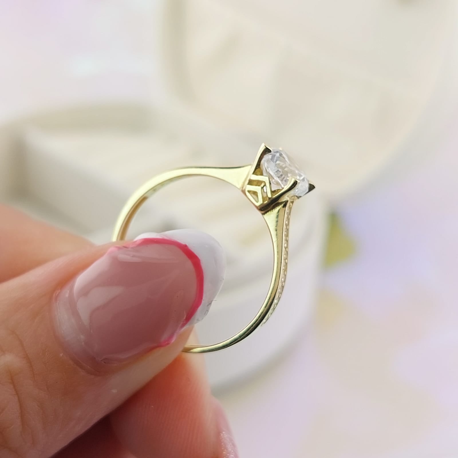 Anillo Compromiso Oro 10k CZ 6mm 27038
