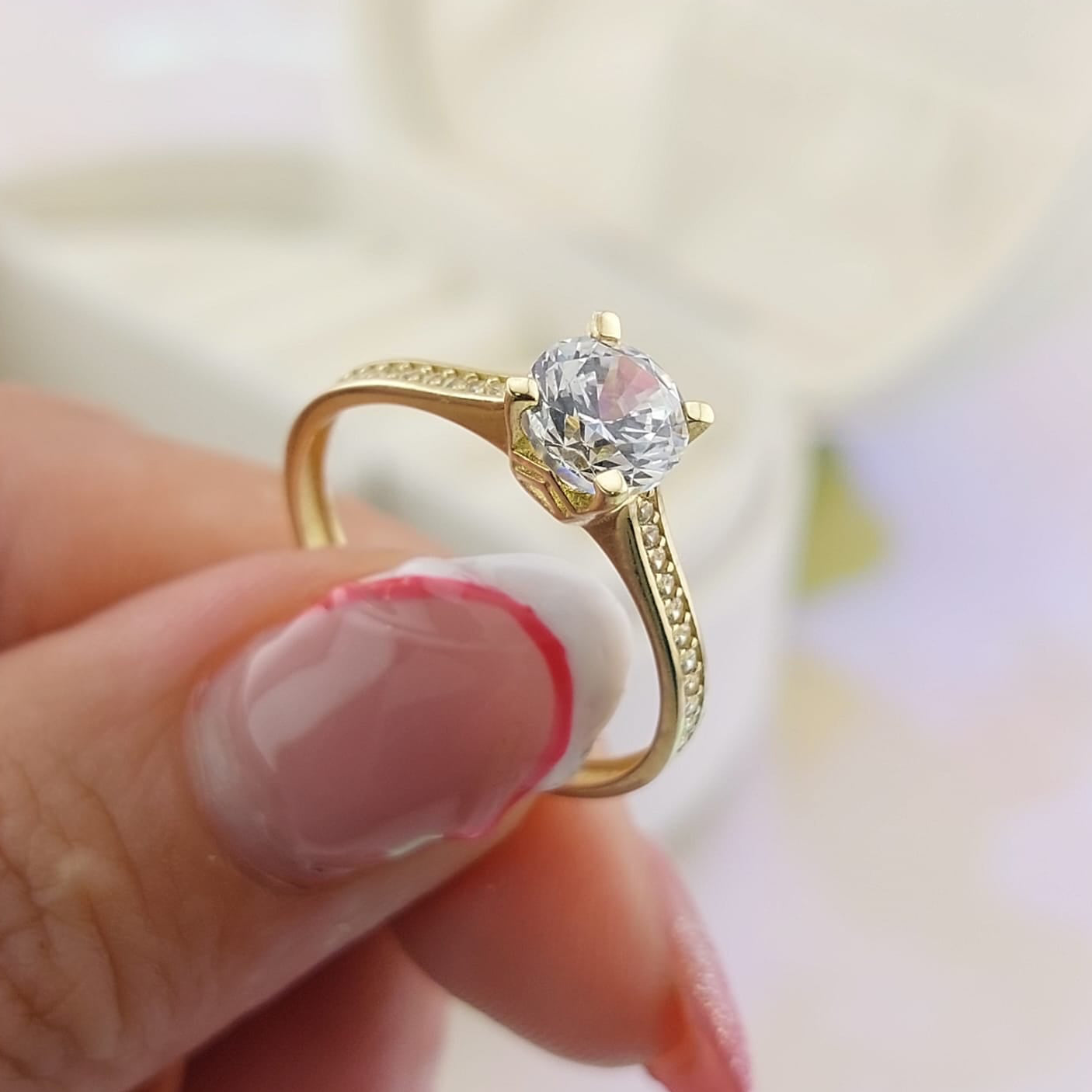 Anillo Compromiso Oro 10k CZ 6mm 27038
