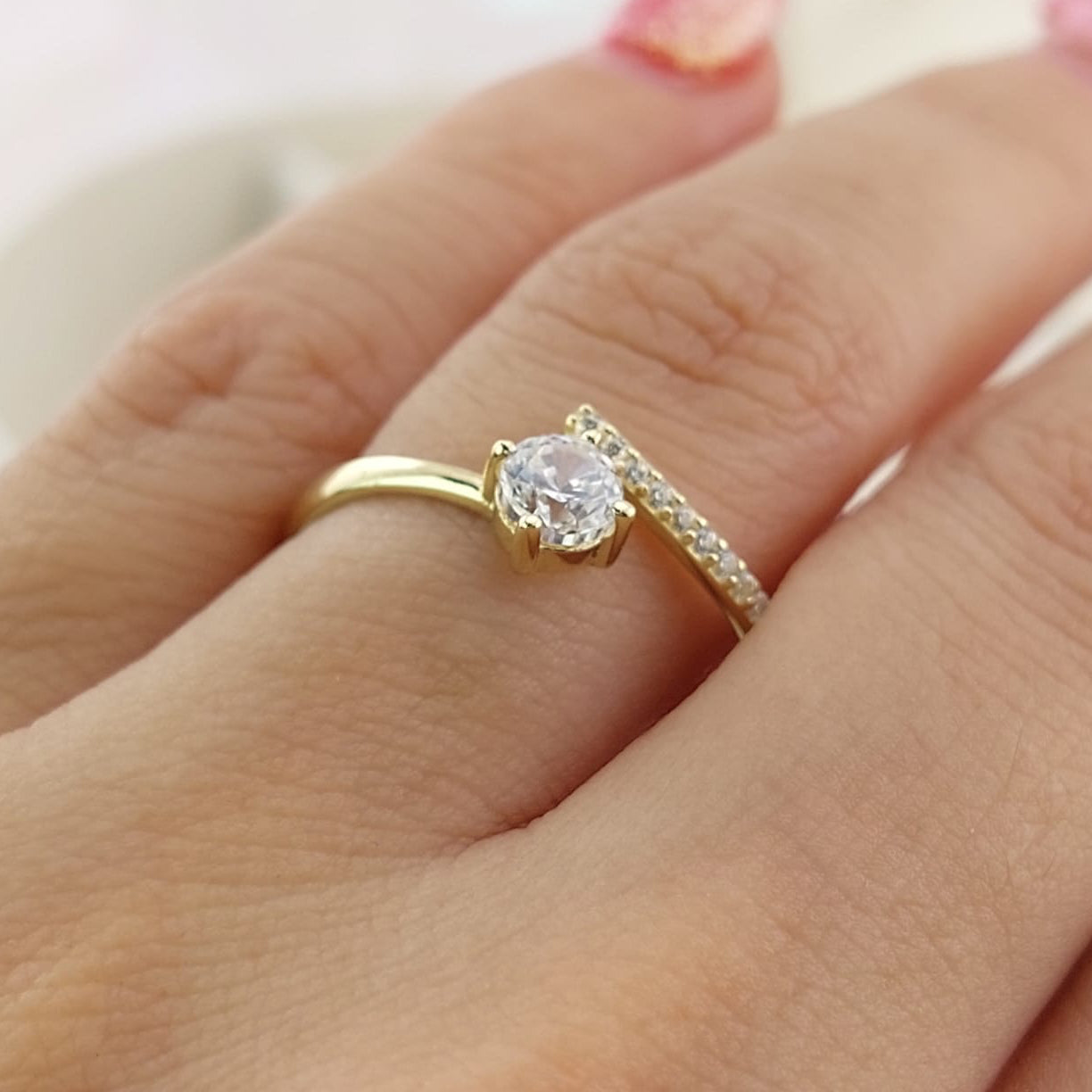 Anillo Compromiso Oro 10k CZ 4mm 27039