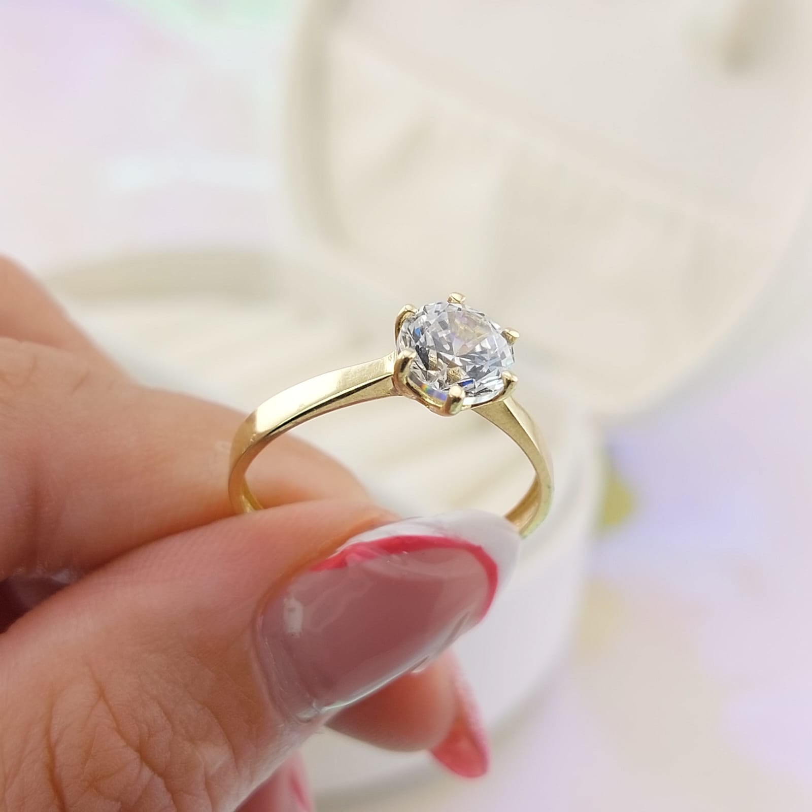 Anillo Compromiso Oro 10k CZ 7mm 27026