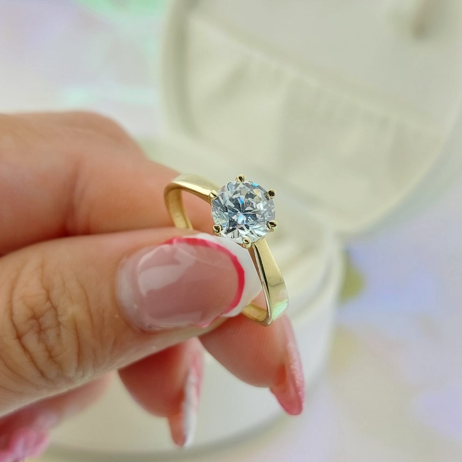 Anillo Compromiso Oro 10k CZ 7mm 27026