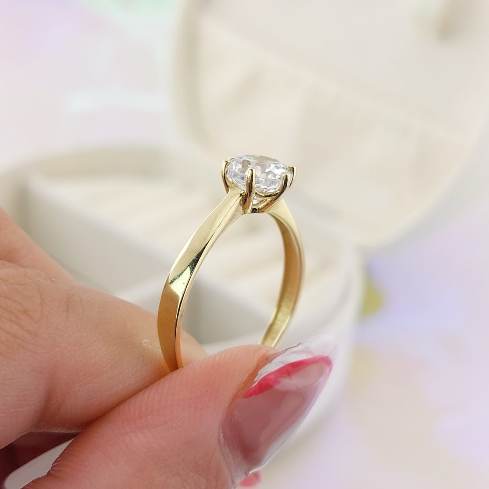 Anillo Compromiso Oro 10k CZ 7mm 27026