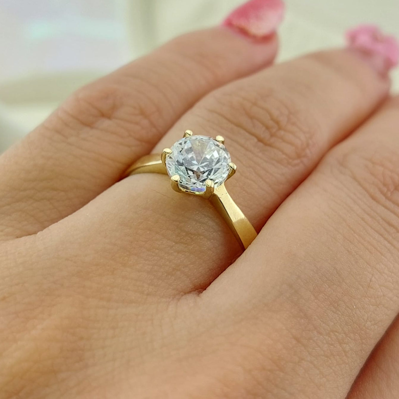 Anillo Compromiso Oro 10k CZ 7mm 27026