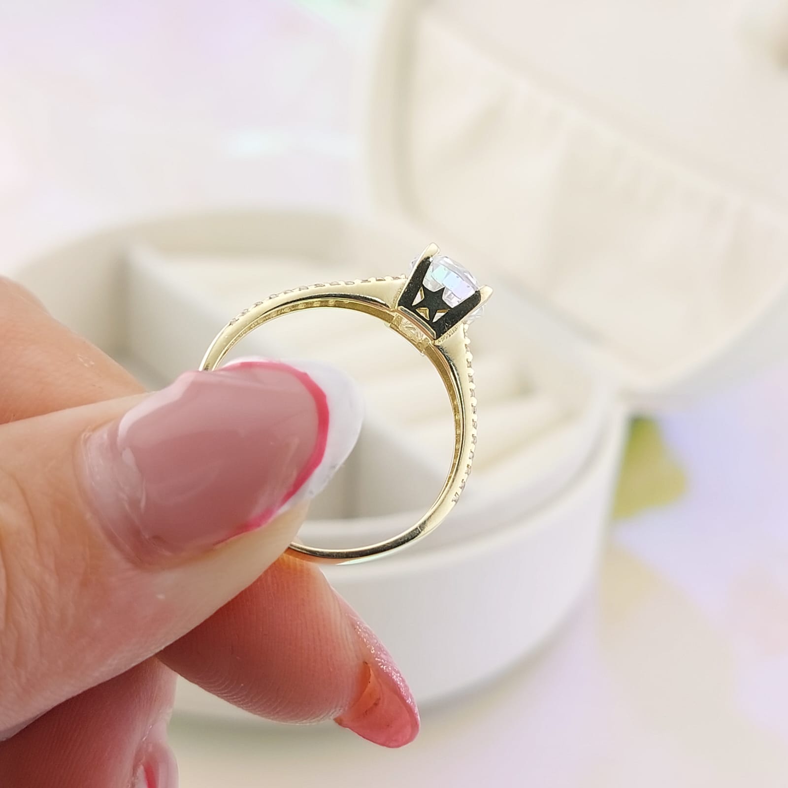 Anillo Compromiso Oro 10k CZ 6mm 27030