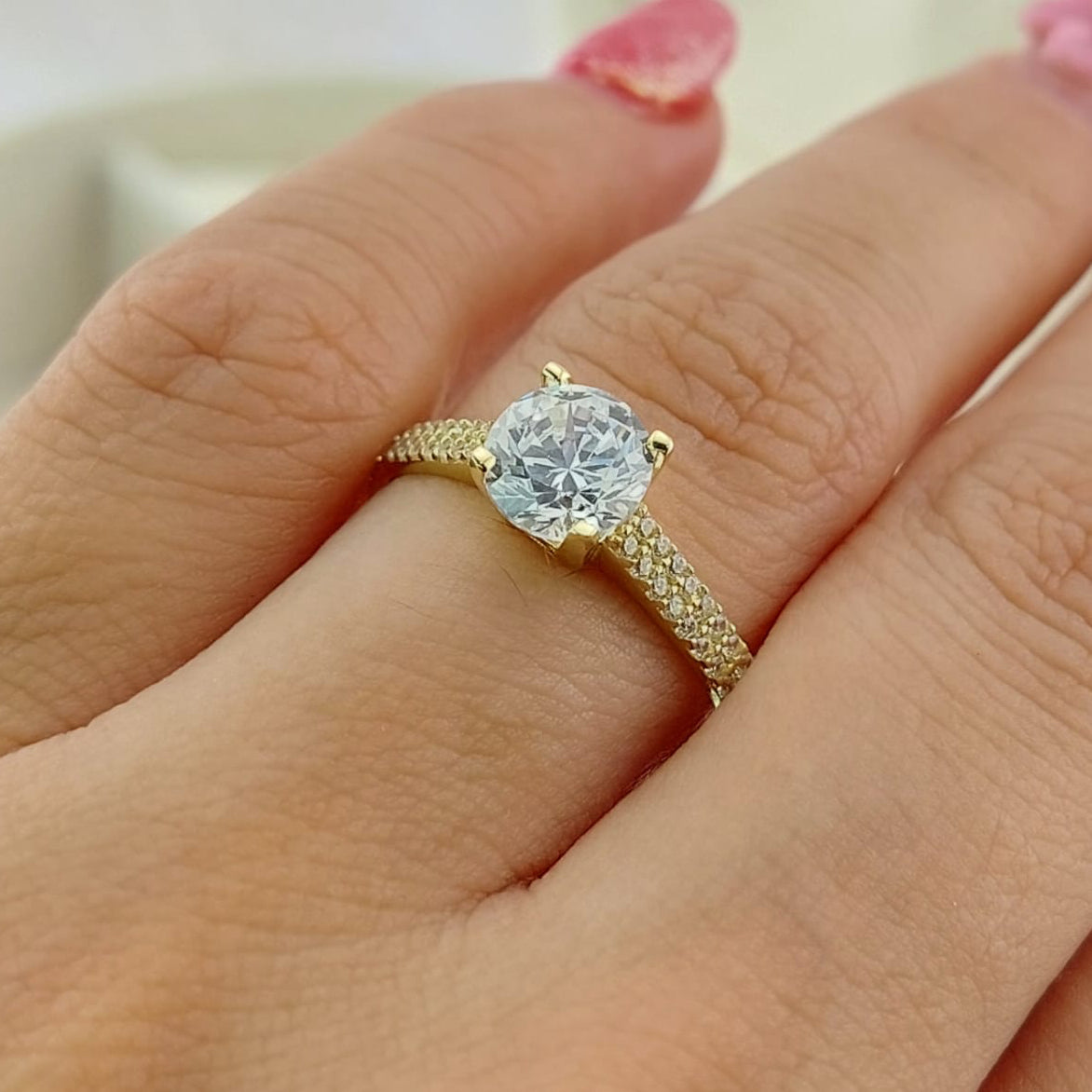 Anillo Compromiso Oro 10k CZ 6mm 27030