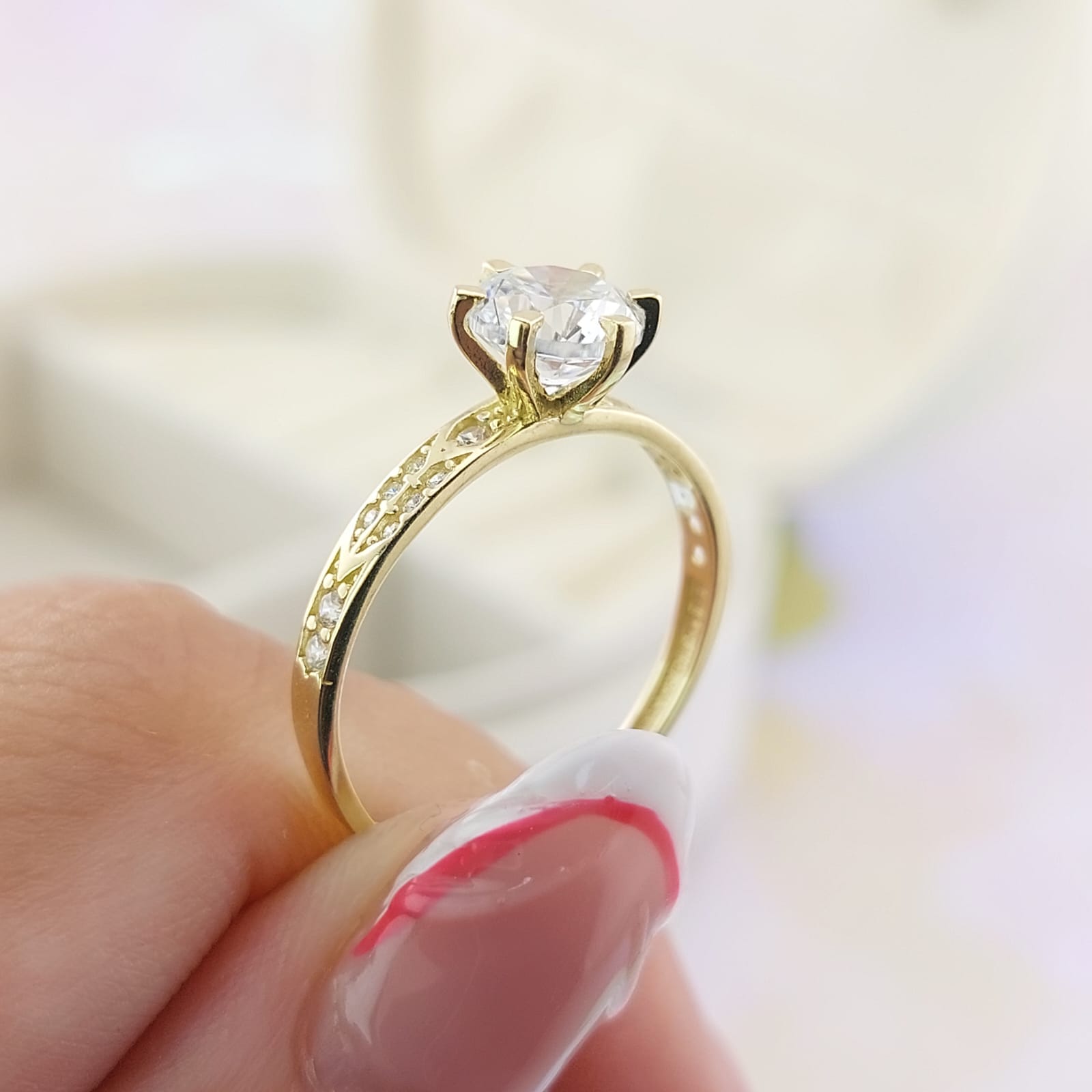 Anillo Compromiso Oro 10k CZ 7mm 27034