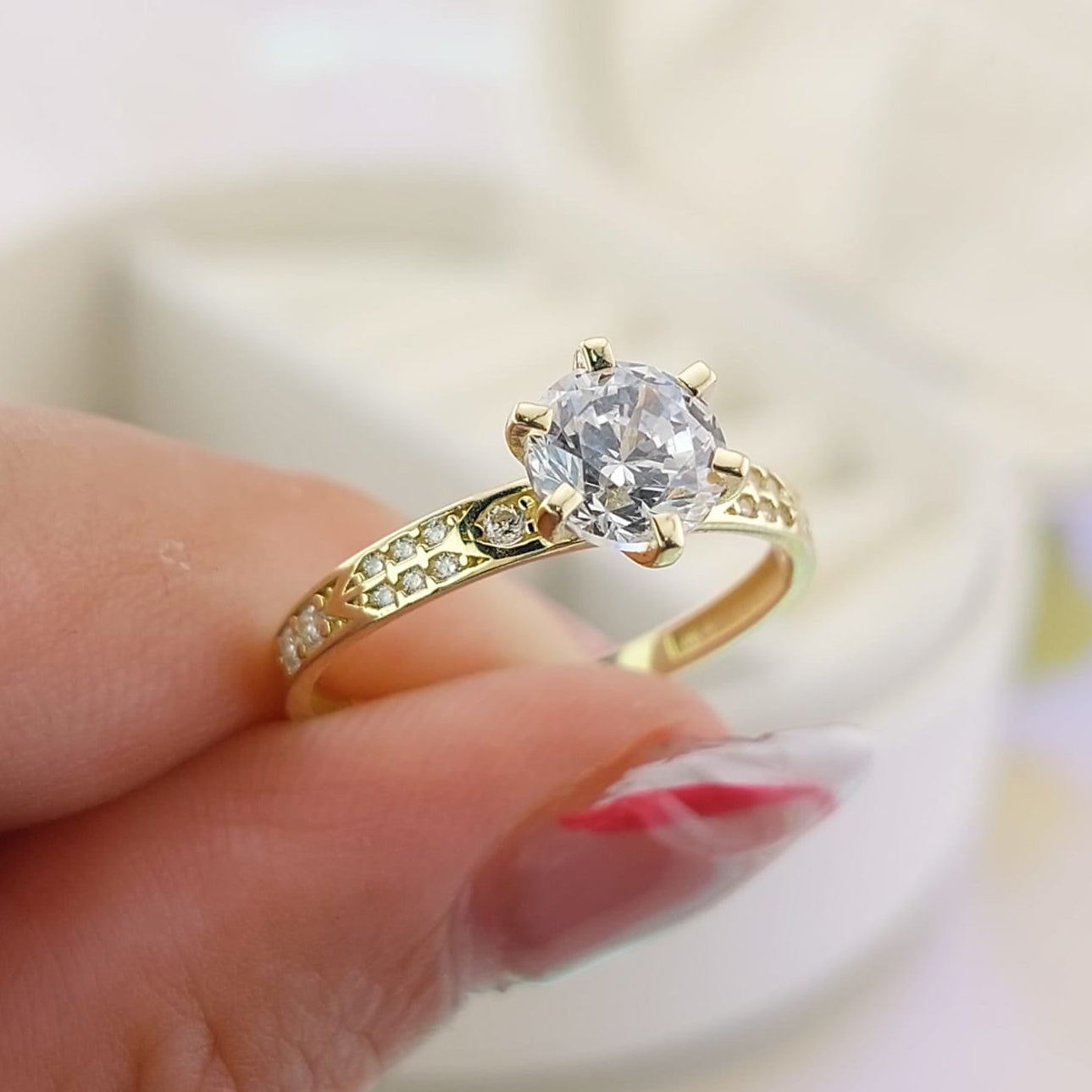 Anillo Compromiso Oro 10k CZ 7mm 27034