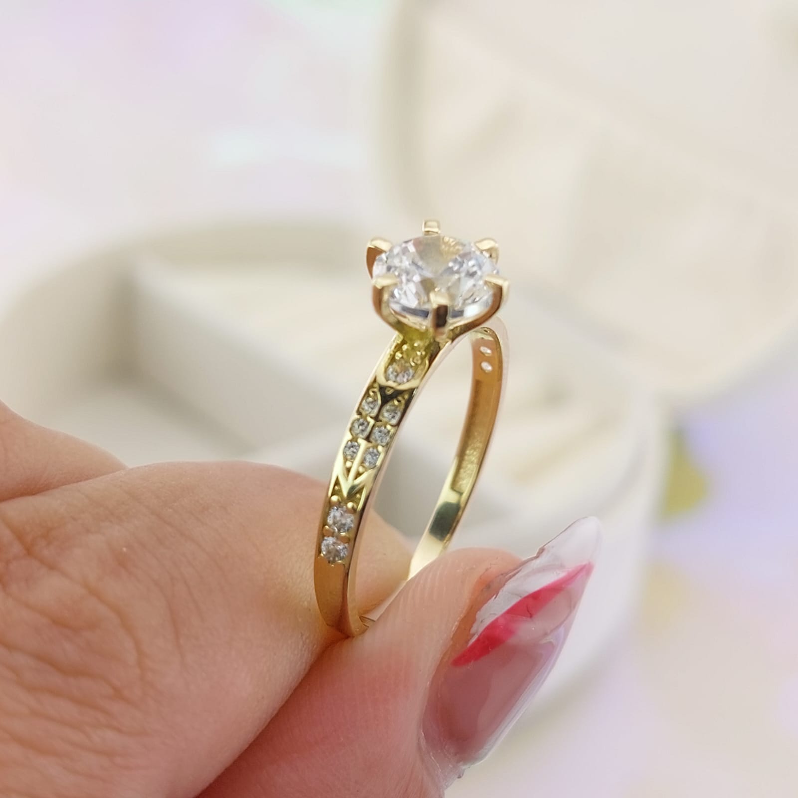 Anillo Compromiso Oro 10k CZ 7mm 27034
