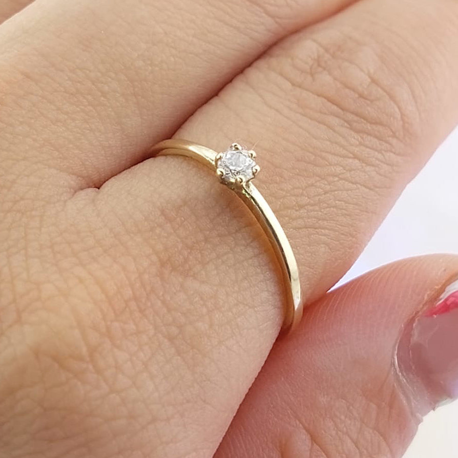 Anillo Compromiso CZ 3mm Oro 10k 0.9g CR 27066