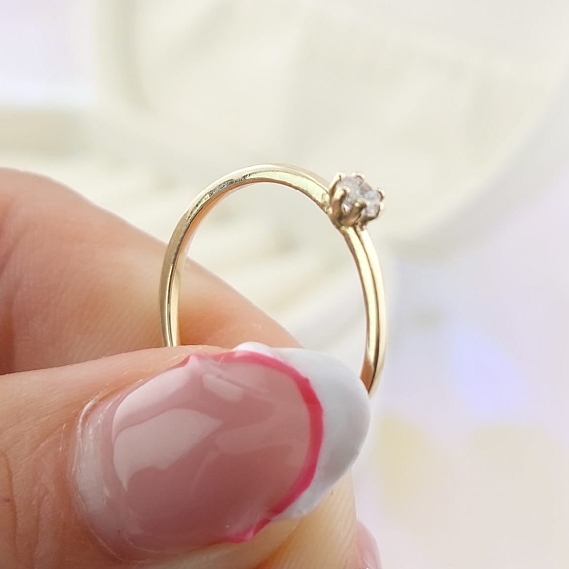 Anillo Compromiso CZ 3mm Oro 10k 0.9g CR 27066