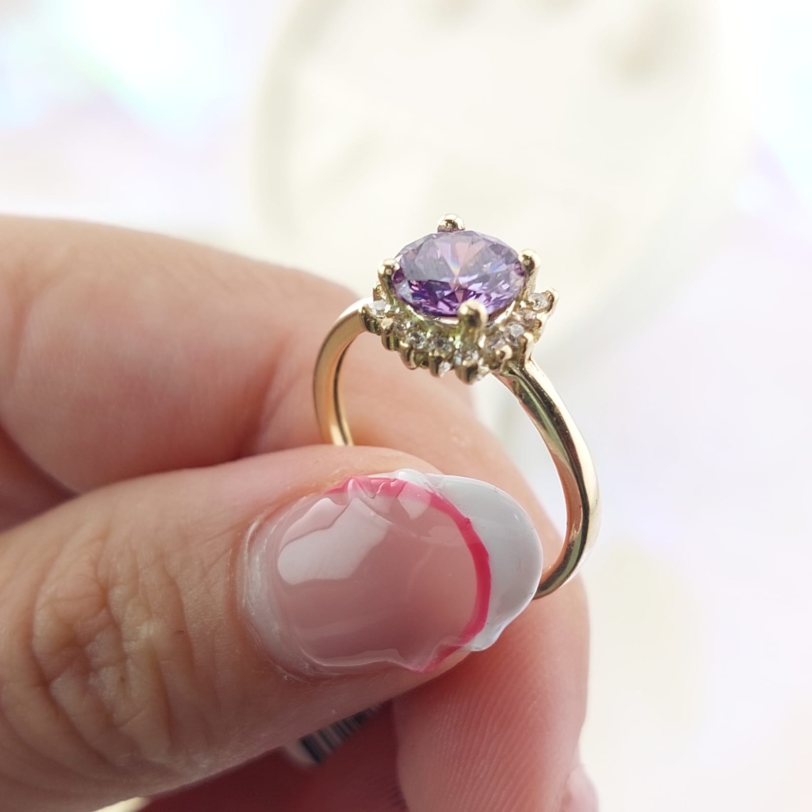 Anillo Dama Promesa CZ 7mm Oro 10k 2.7g CR 27073