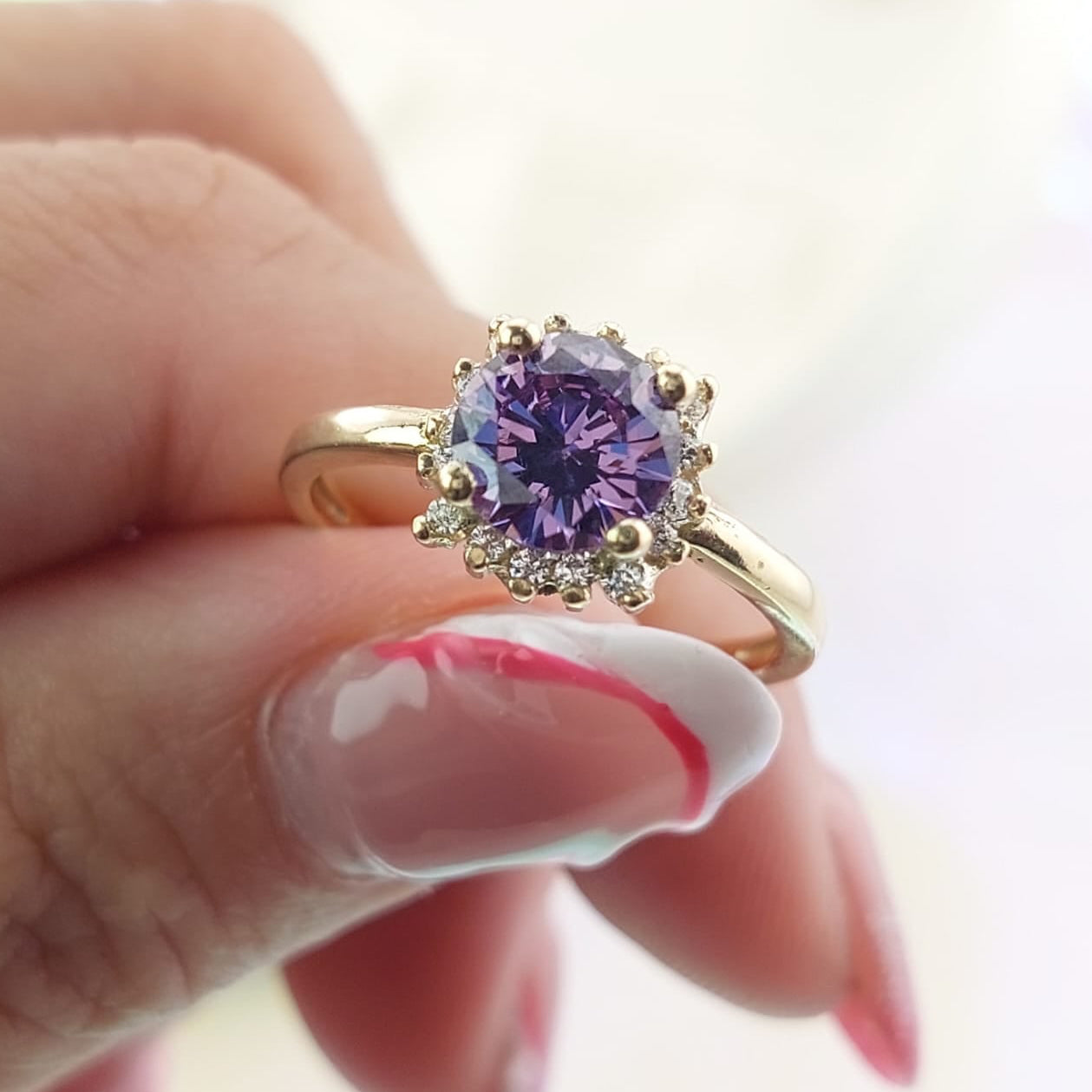 Anillo Dama Promesa CZ 7mm Oro 10k 2.7g CR 27073