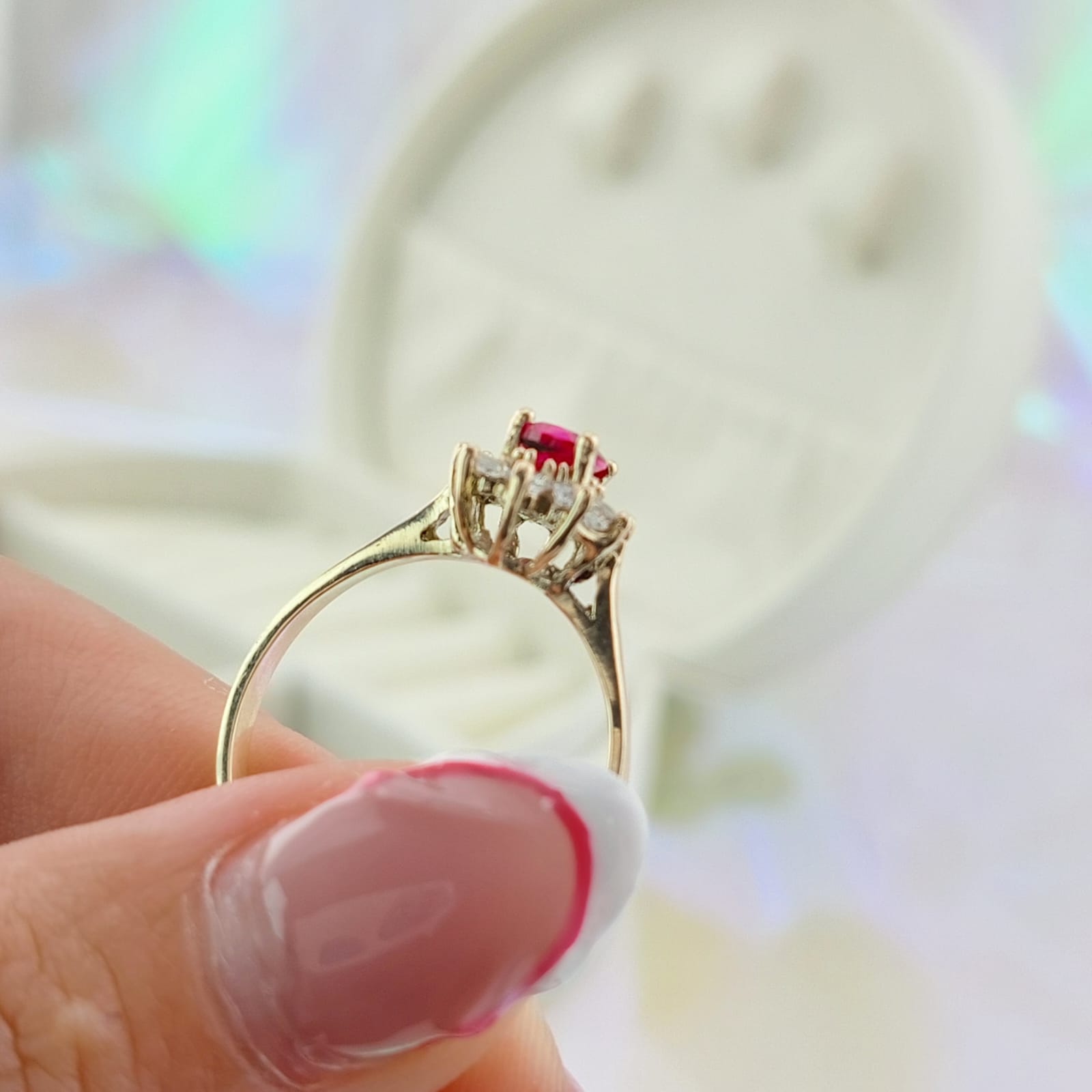 Anillo Dama Promesa CZ 7x4mm Oro 10k 2.0g CR 27074