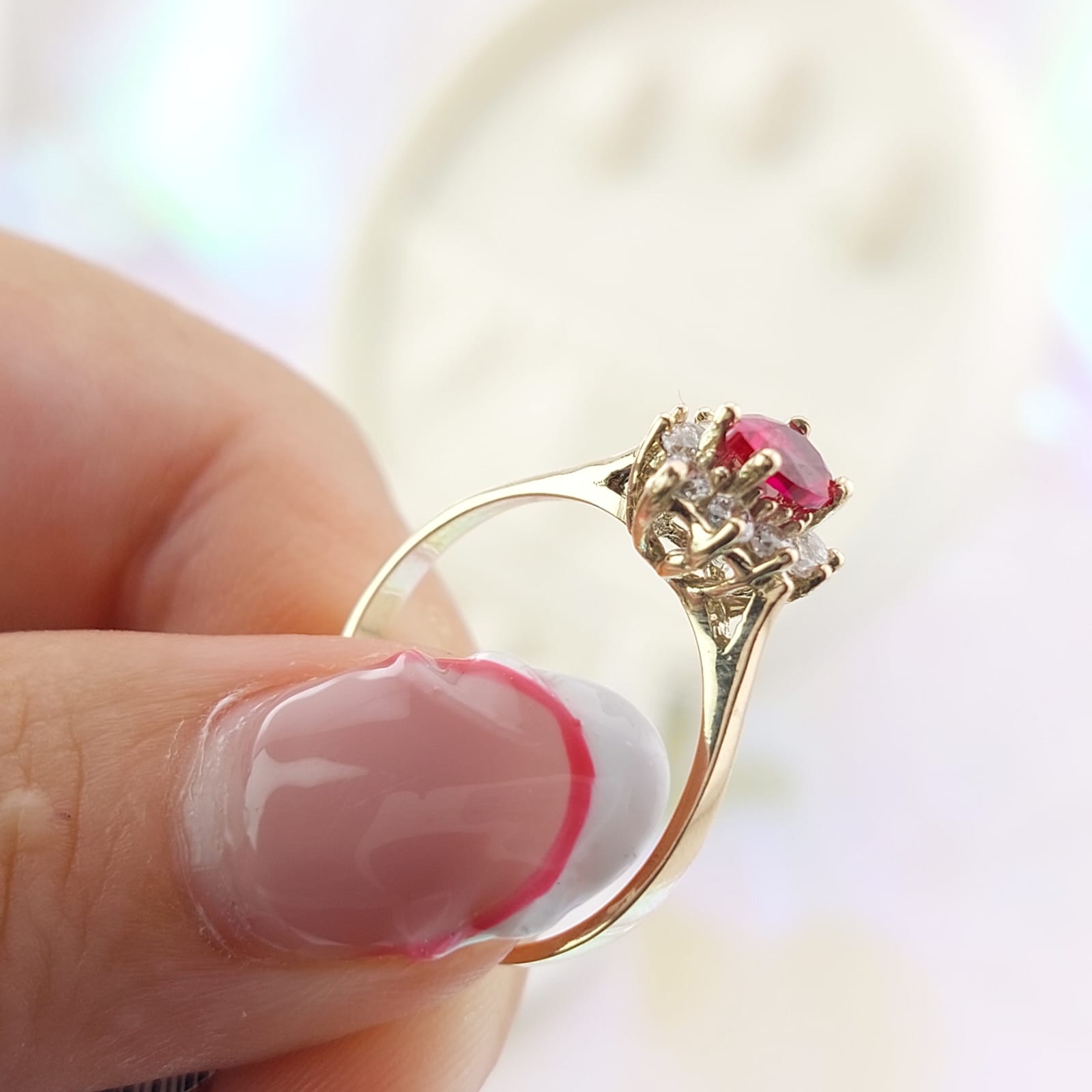 Anillo Dama Promesa CZ 7x4mm Oro 10k 2.0g CR 27074