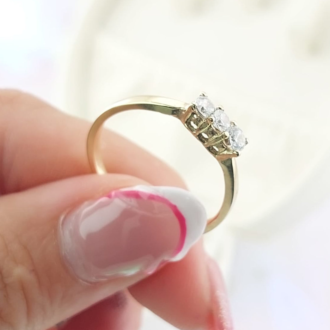 Anillo Dama Promesa CZ Oro 10k 1.8g CR 27070