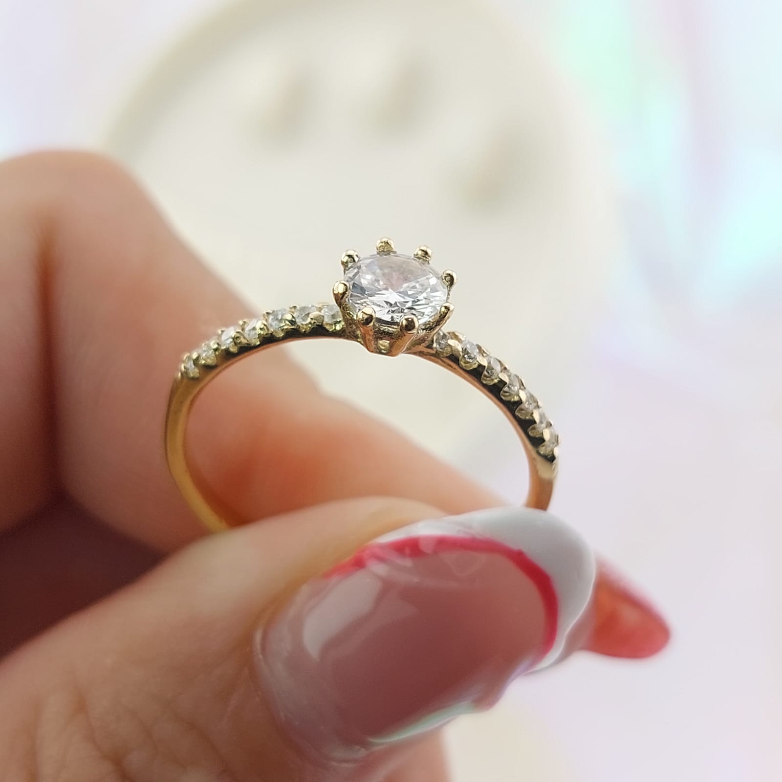 Anillo Compromiso CZ 5mm Oro 10k 1.7g CR 27065