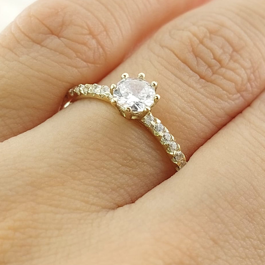 Anillo Compromiso CZ 5mm Oro 10k 1.7g CR 27065