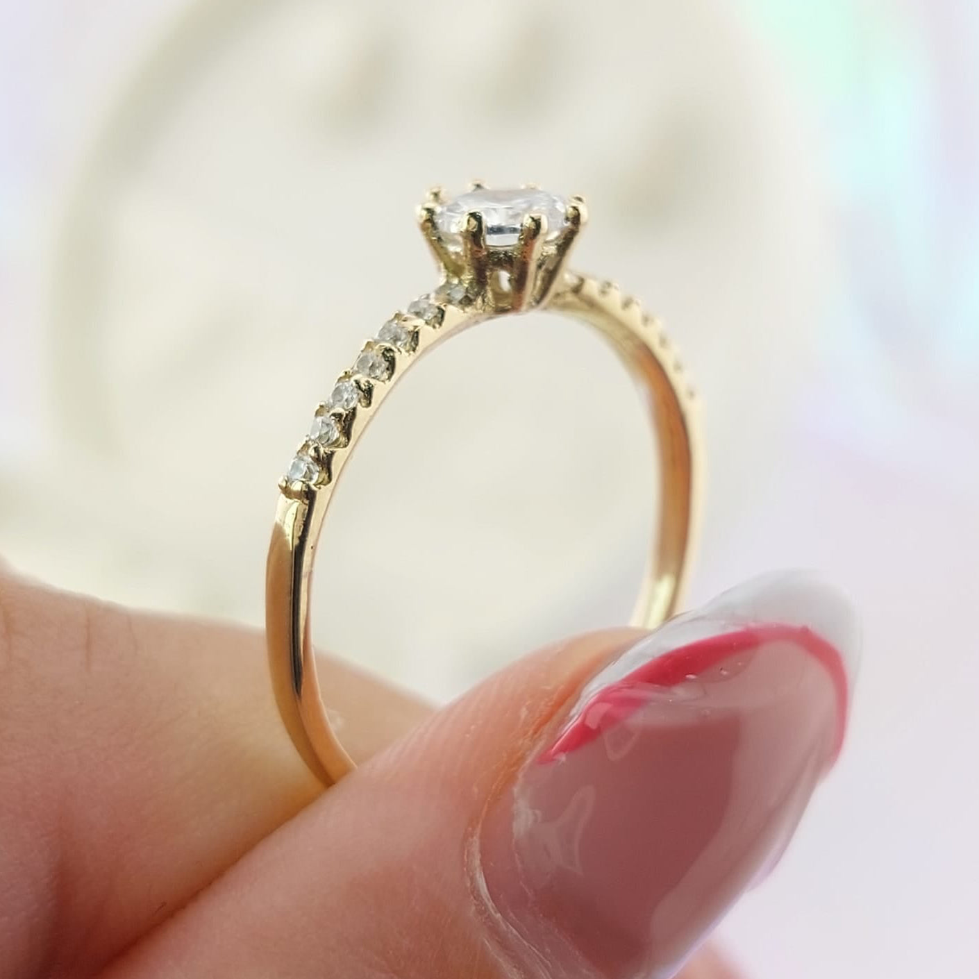 Anillo Compromiso CZ 5mm Oro 10k 1.7g CR 27065