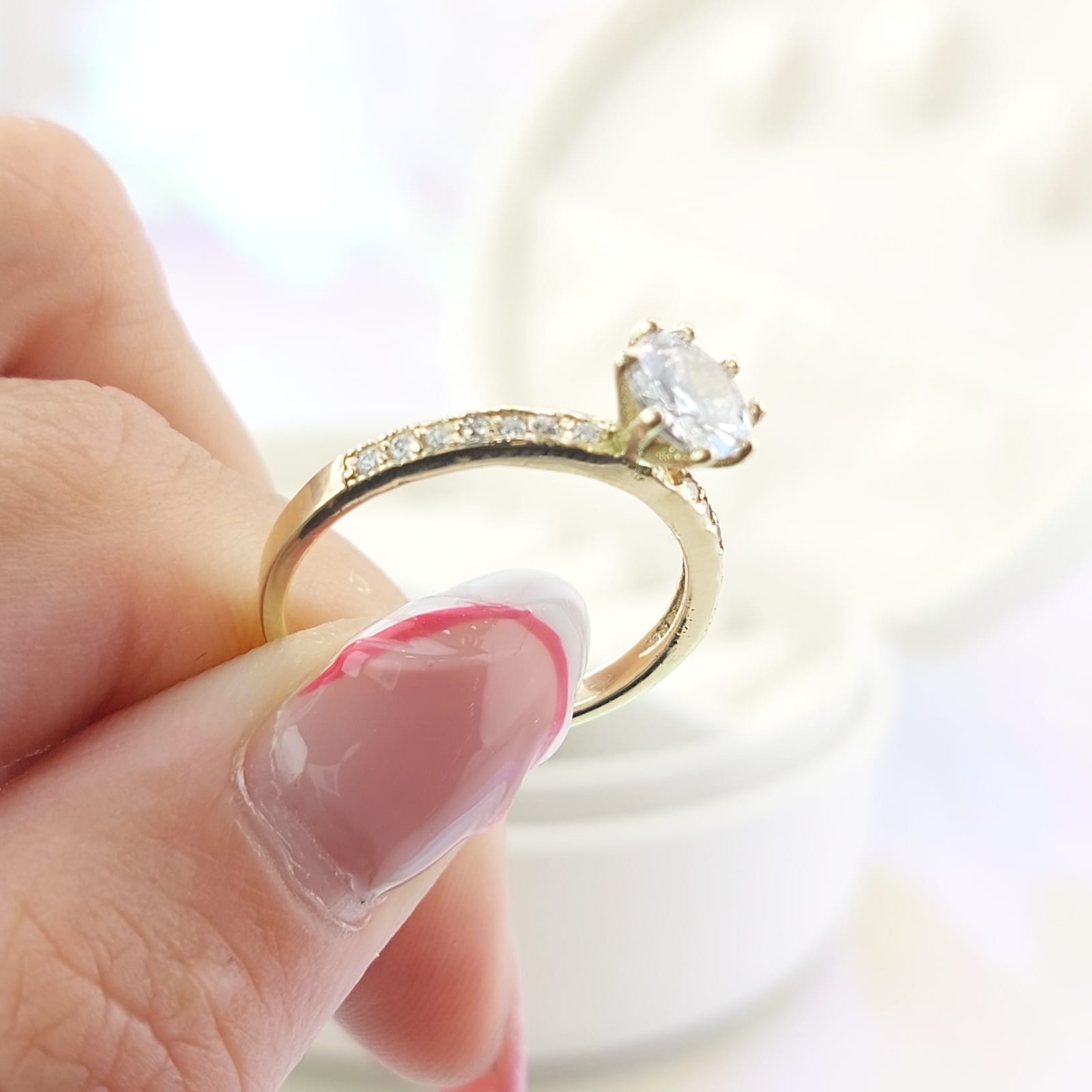 Anillo Compromiso CZ 6mm Oro 10k 2.4g CR 27064