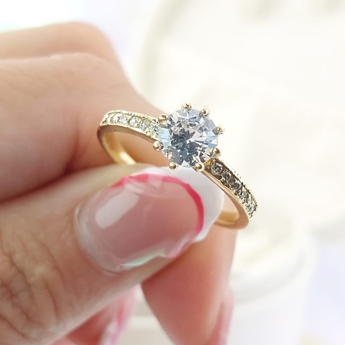 Anillo Compromiso CZ 6mm Oro 10k 2.4g CR 27064