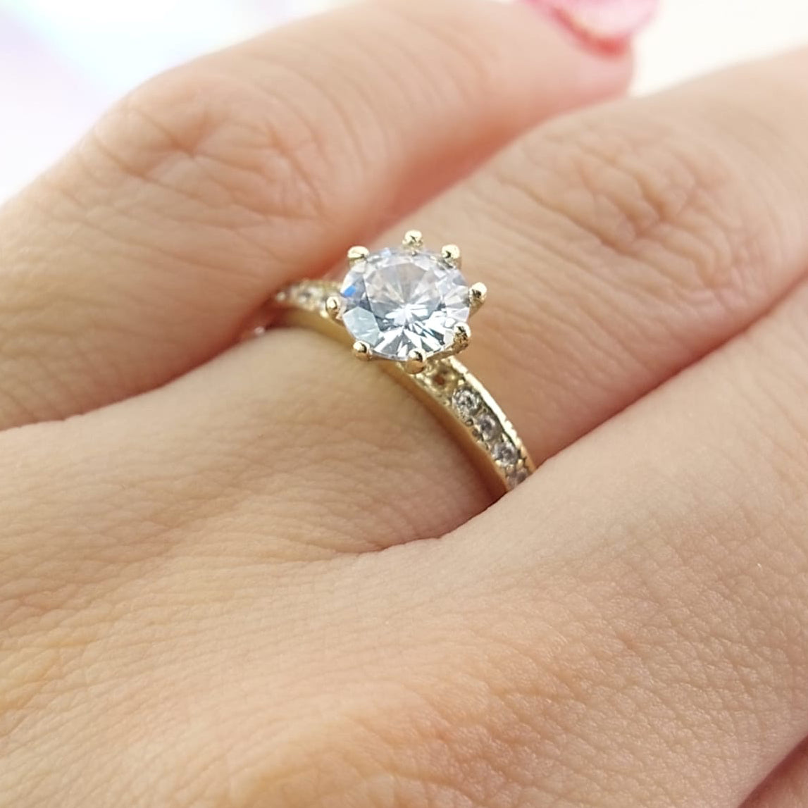 Anillo Compromiso CZ 6mm Oro 10k 2.4g CR 27064