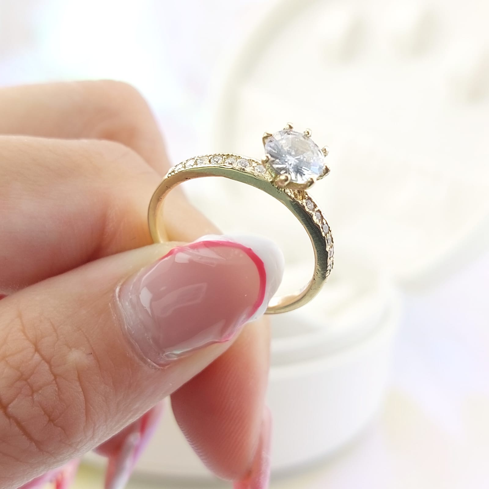 Anillo Compromiso CZ 6mm Oro 10k 2.4g CR 27064