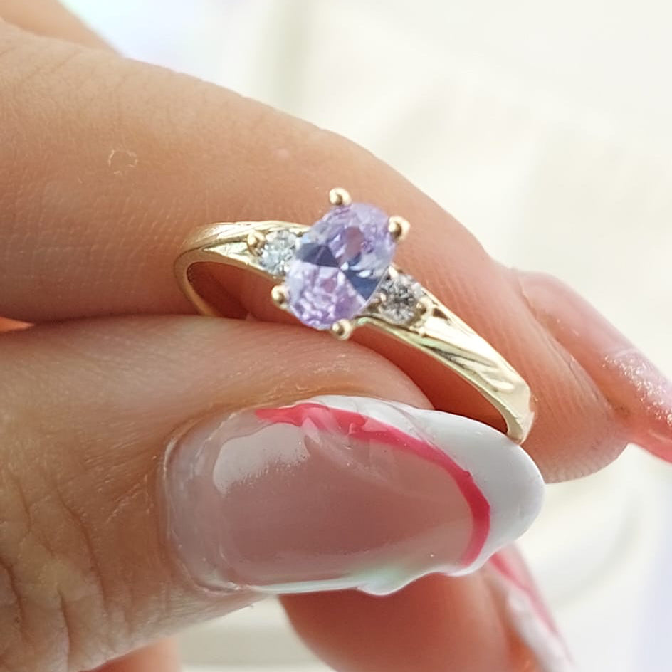Anillo Promesa Dama CZ 6x4mm Oro 10k 1.5g CR 27068