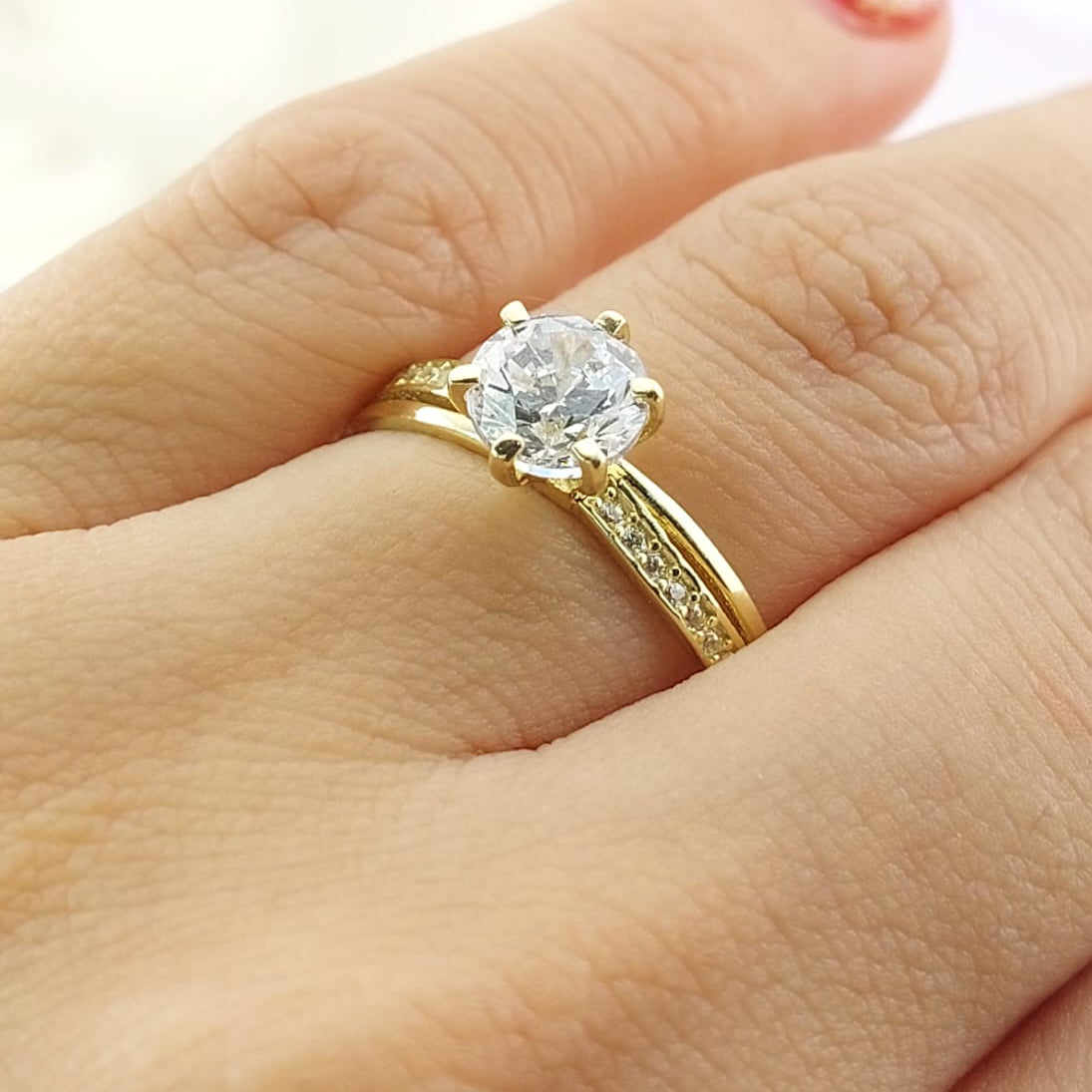 Anillo Compromiso CZ 6mm Oro 10k 27062