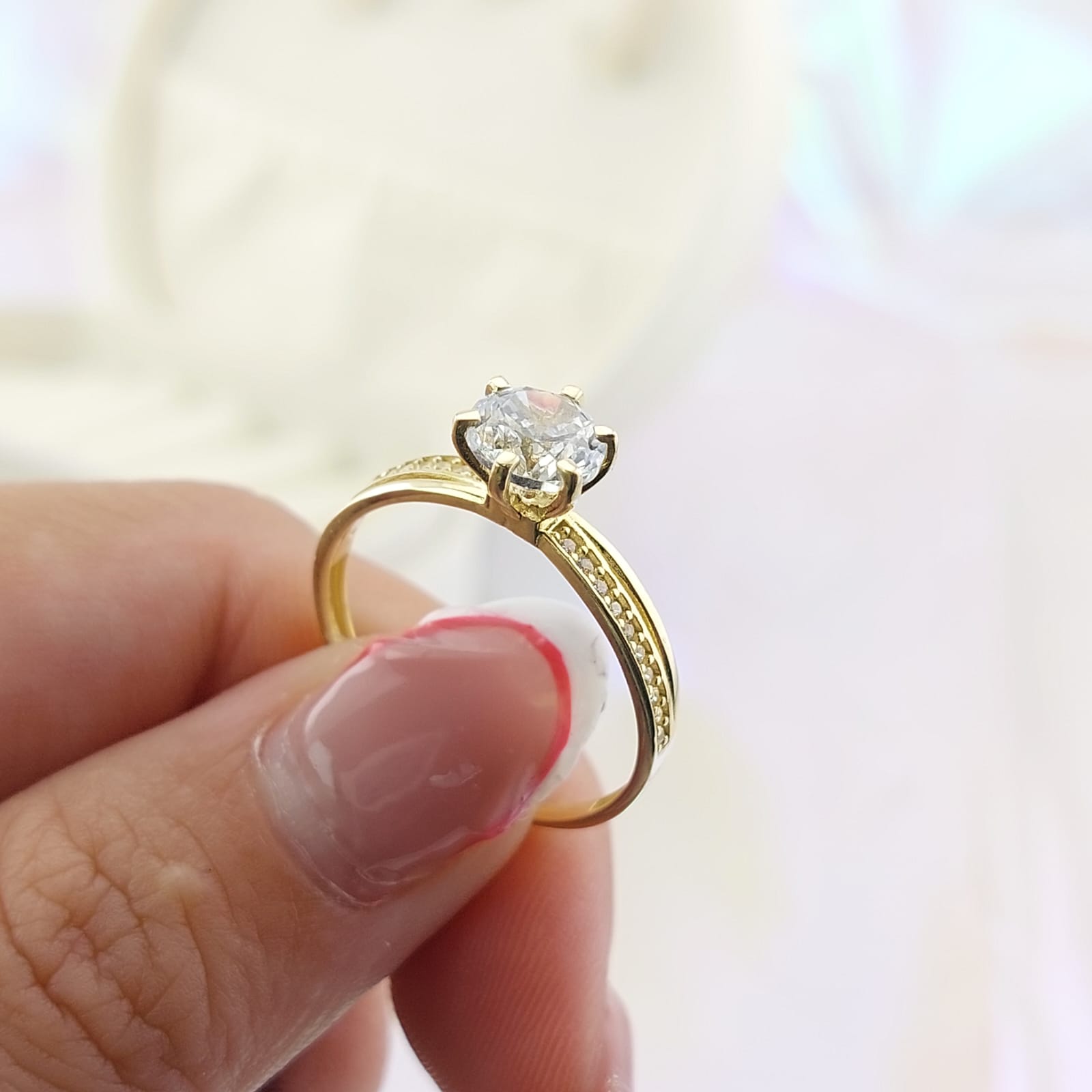 Anillo Compromiso CZ 6mm Oro 10k 27062