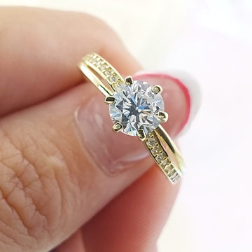 Anillo Compromiso CZ 6mm Oro 10k 27062
