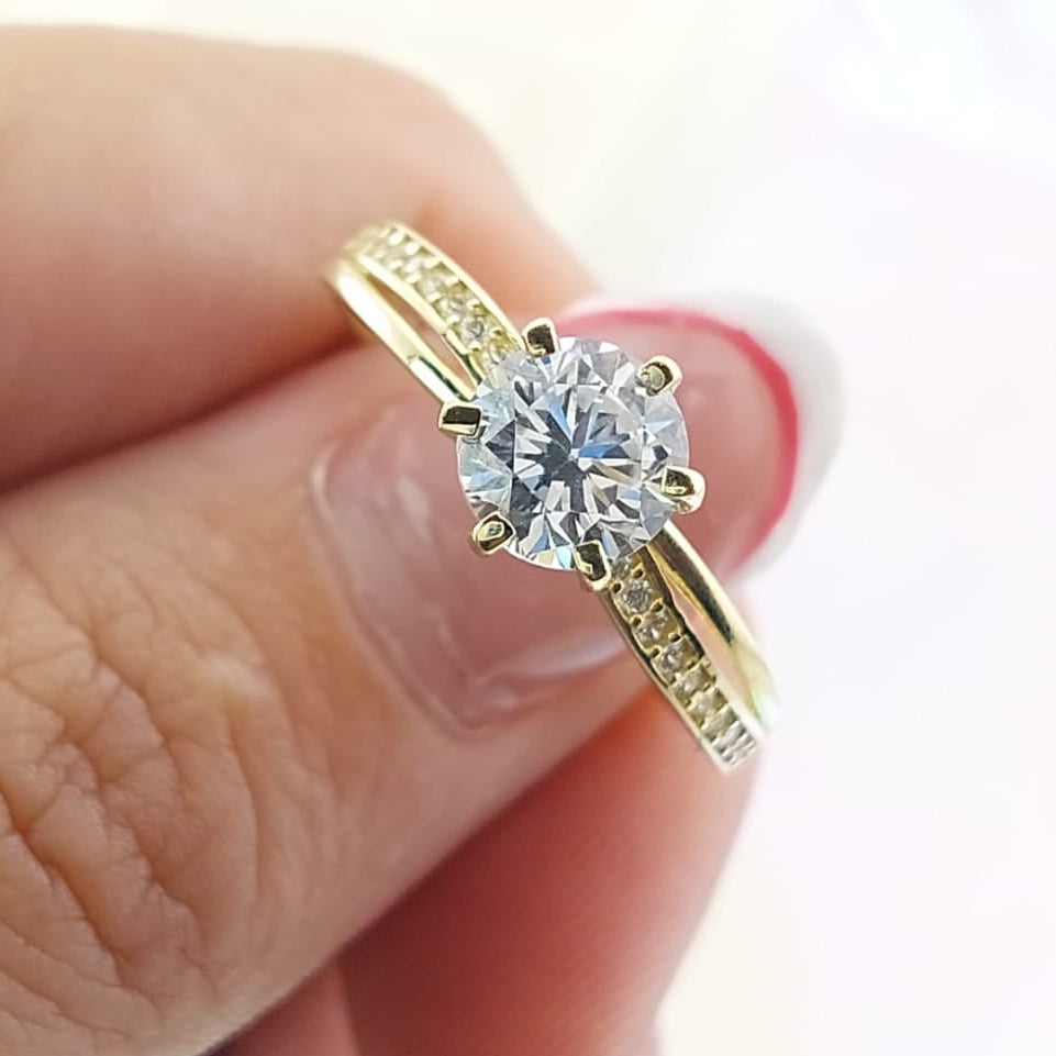 Anillo Compromiso CZ 6mm Oro 10k 27062