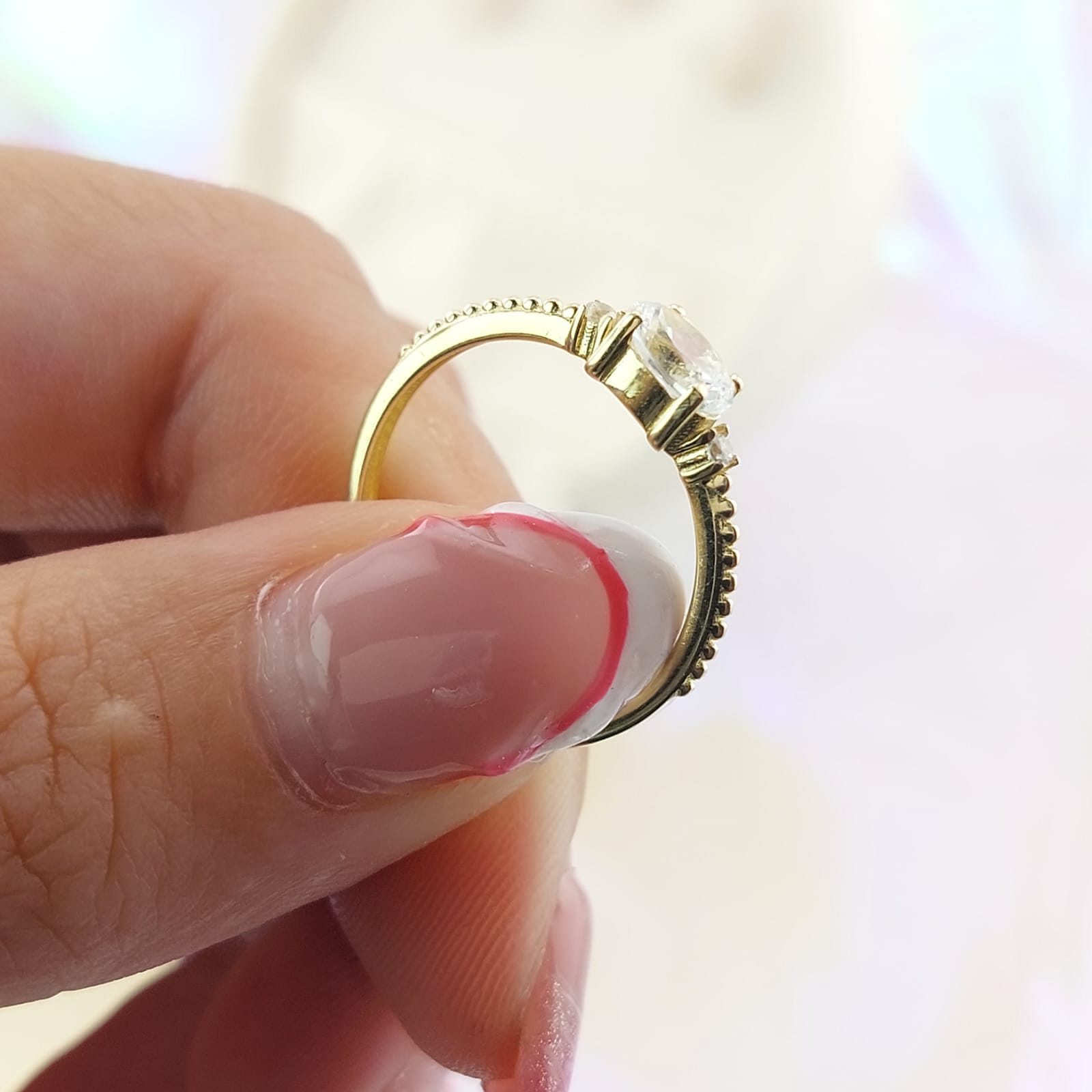 Anillo Compromiso Promesa Oro 10k CZ 6x4mm 27040