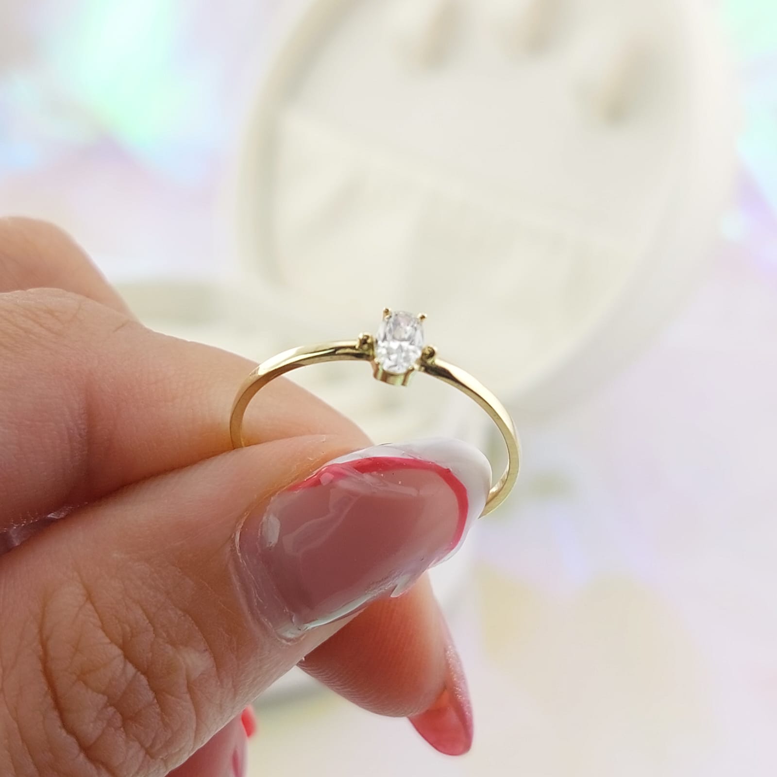 Anillo Dama Promesa CZ 5x3 Oro 10k 27052