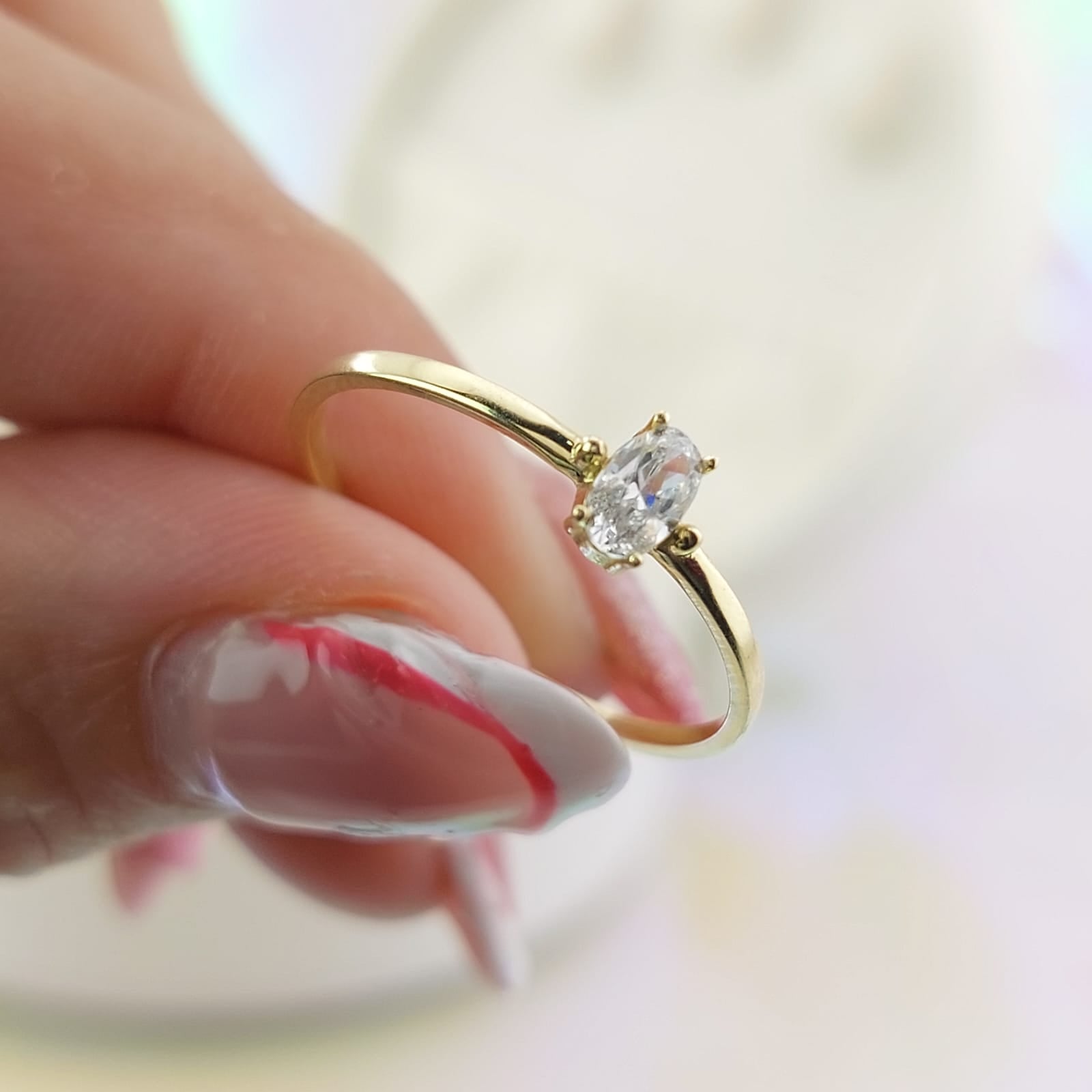 Anillo Dama Promesa CZ 5x3 Oro 10k 27052