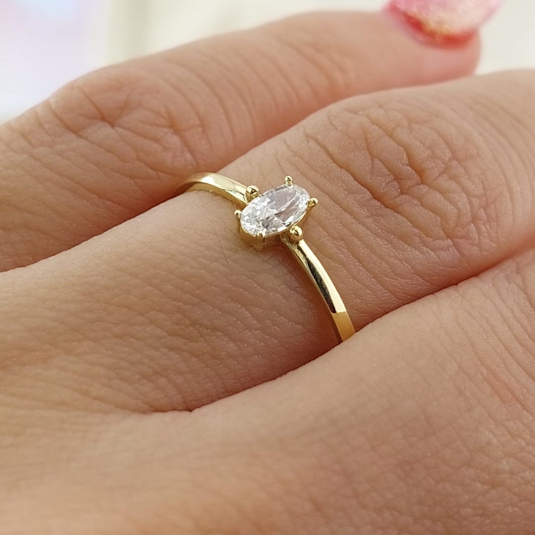 Anillo Dama Promesa CZ 5x3 Oro 10k 27052