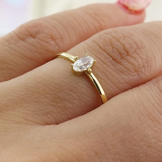 Anillo Dama Promesa CZ 5x3 Oro 10k 27052