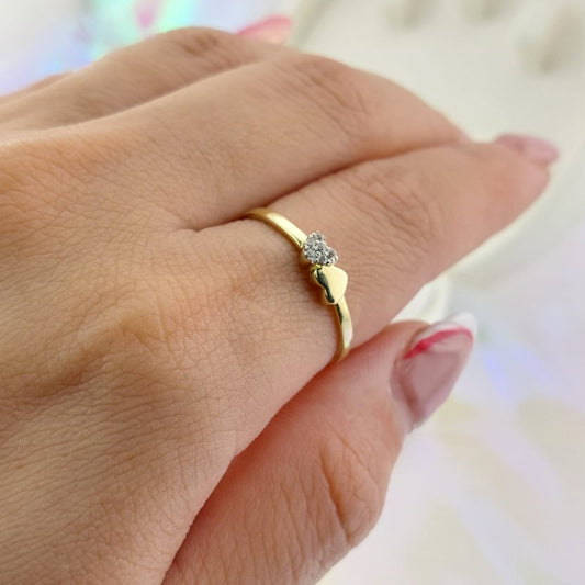 Anillo Dama Promesa Corazones Oro 10k 27051