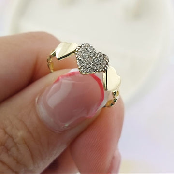 Anillo Dama Corazones Oro 10k 27049