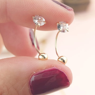 Dormilones Teléfono Piedra Blanca 4mm Oro 10K 17824