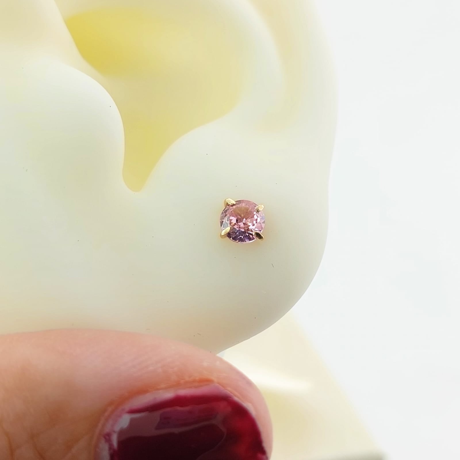 Dormilones Piedra Rosada 4mm Oro 10K 20531