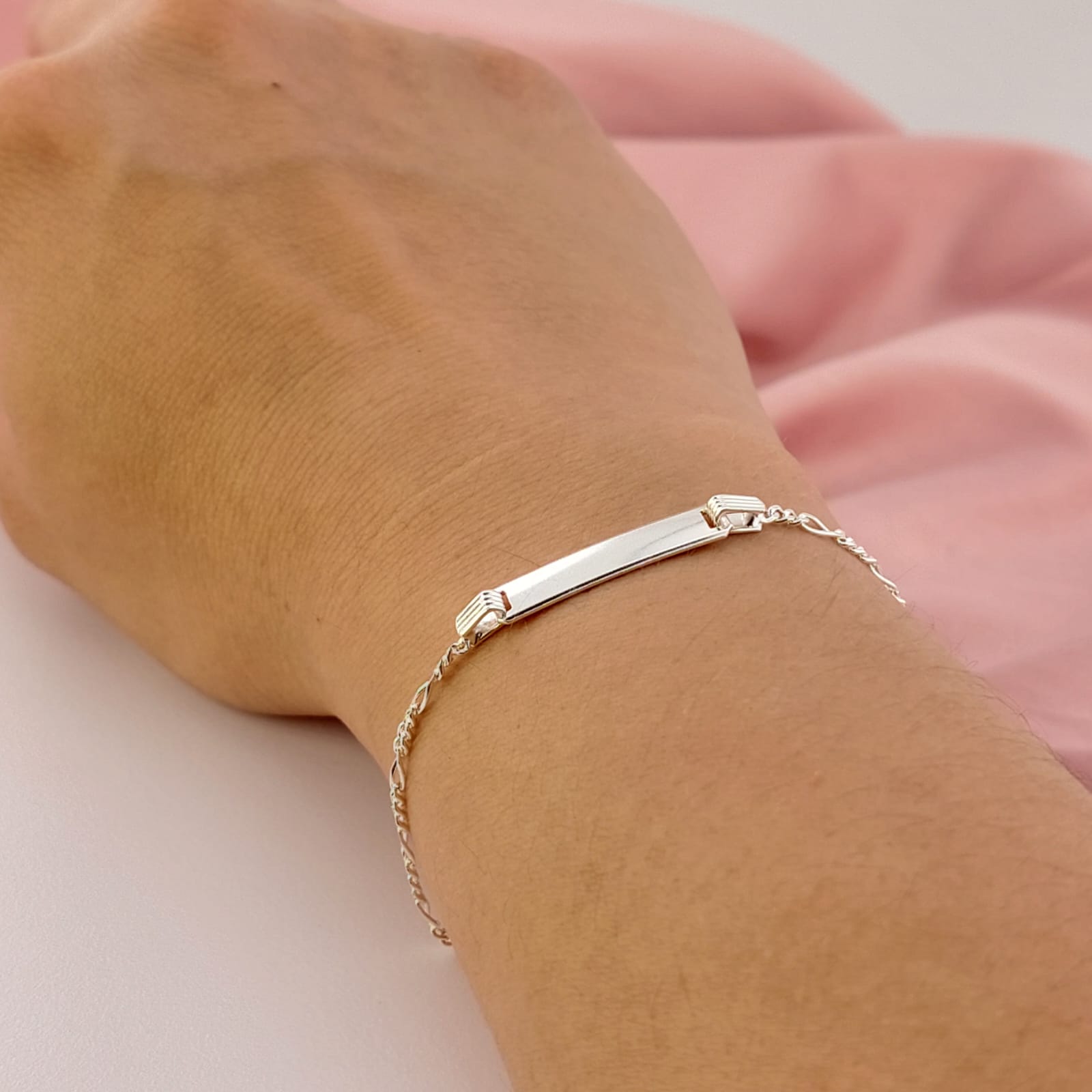 Pulsera Placa Niños 15cm Plata 925 27197