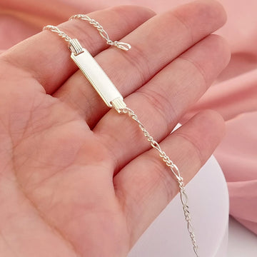 Pulsera Placa Niños 15cm Plata 925 27197