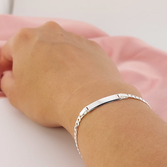 Pulsera Placa 14.5cm Maciza Plata 925 27199