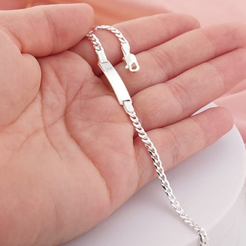 Pulsera Placa 14.5cm Maciza Plata 925 27199
