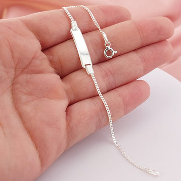 Pulsera Placa Niños 15cm Plata 925 27196