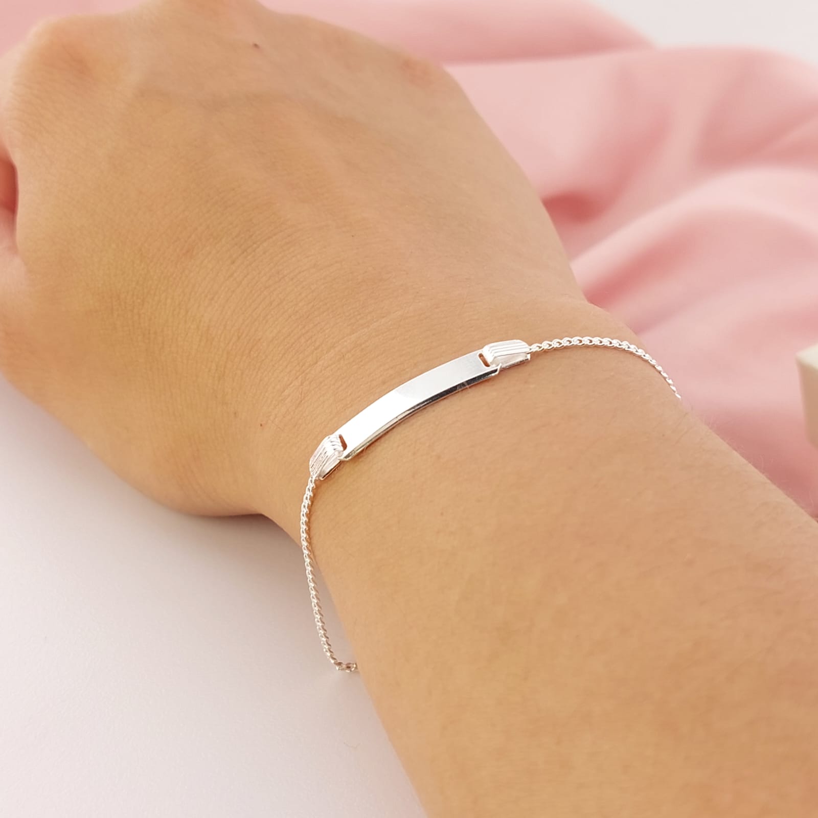 Pulsera Placa Niños 15cm Plata 925 27196