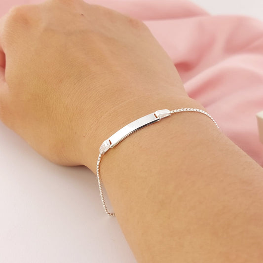 Pulsera Placa Niños 15cm Plata 925 27196