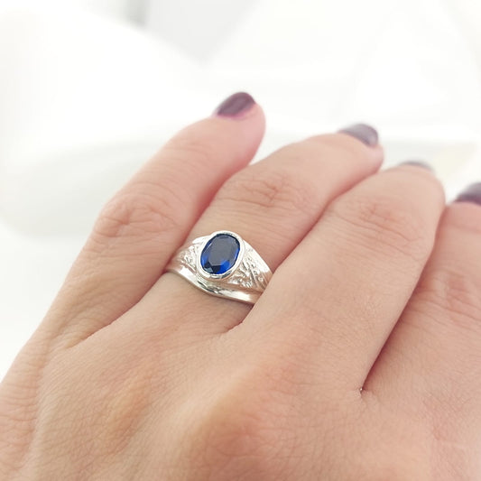 Anillo Graduación Liso Piedra 8x5 Plata 925 27207